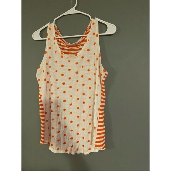 Cato White And Orange Stripes And Polka Dots Tank Top Size Large - Picture 2 of 4